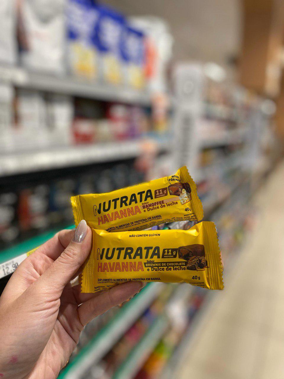 🚚 Kit 12 Unidades Barra de Proteína Nutrata Whey Grego Havanna de Doce de Leite