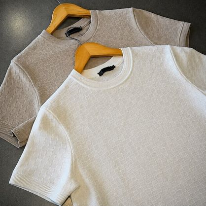 ➡️ Camiseta Xadrez Tricô Manga Curta (7 cores)