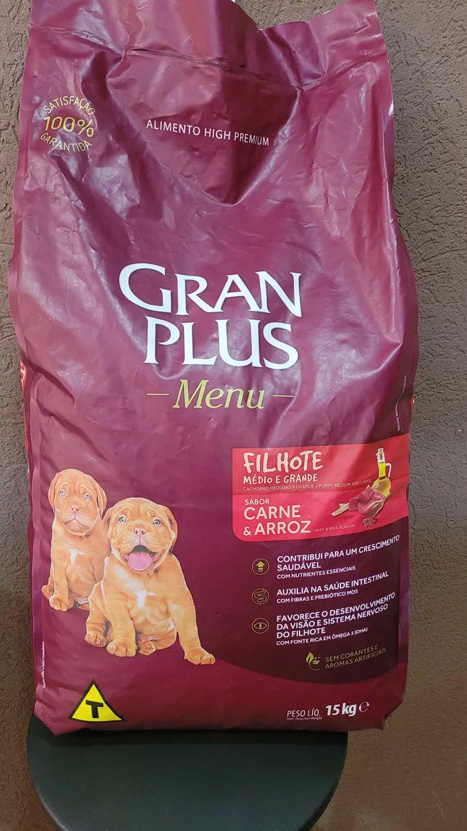 🐾 Ração Seca Gran Plus Menu Seca Filhote Cão Sabor Carne e Arroz 15kg