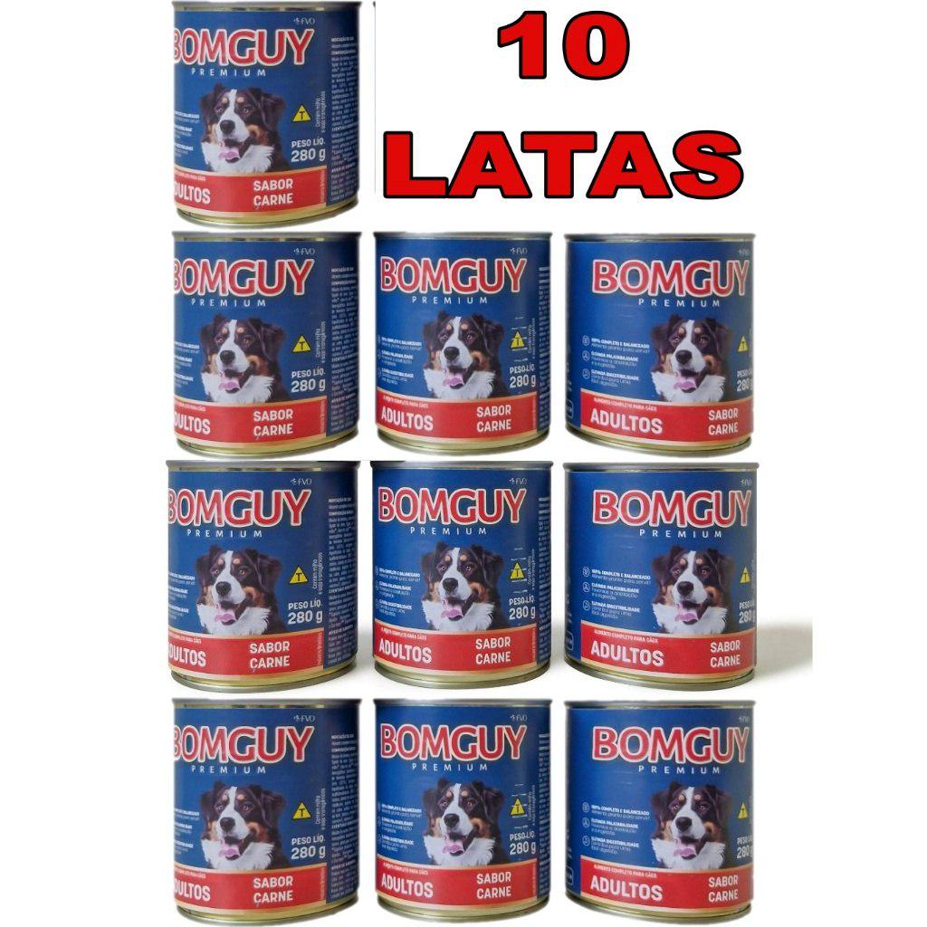 🐾 10 Latas De Patê Bomguy Premium Sabores Carne, Frango E Fígado Ração Úmida Para Cães 280g - FVO