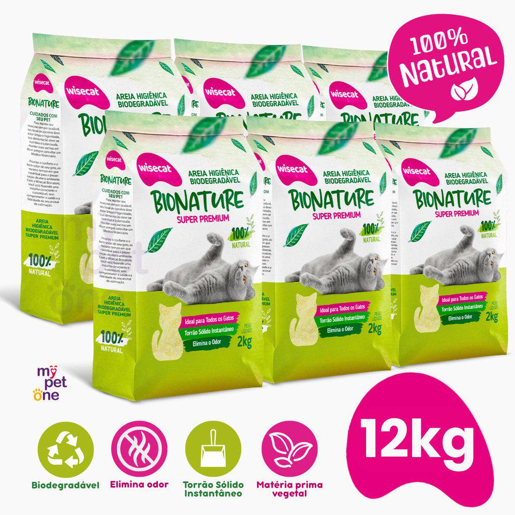 🐾 Kit 6 Areia Bionature Grossa Verde - 2kg