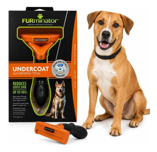 🐾 Escova Desembaraçadora Furminator para Cães Médio Pelo Curto Laranja