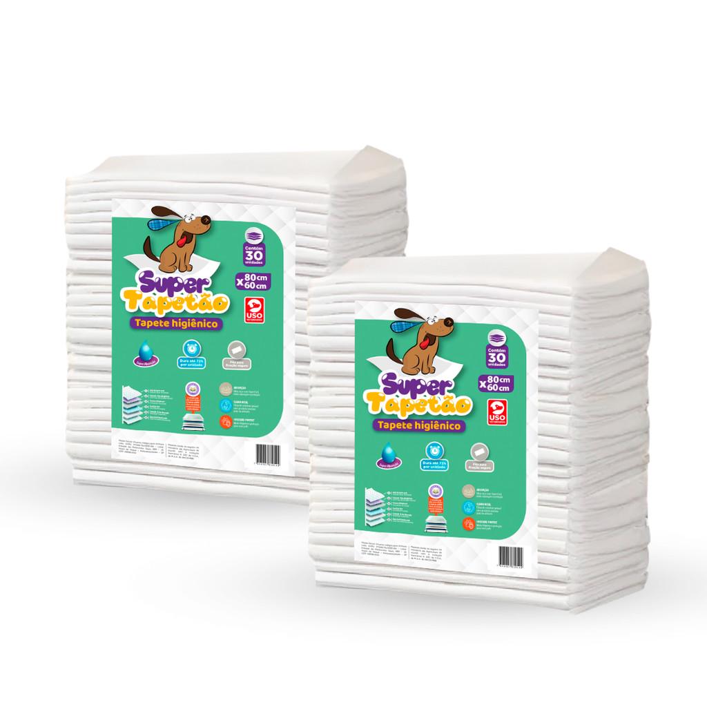 🐾 Tapete Higiênico Cachorro Cães Pet Super Tapetão 80x60 - Kit 60 Unidades