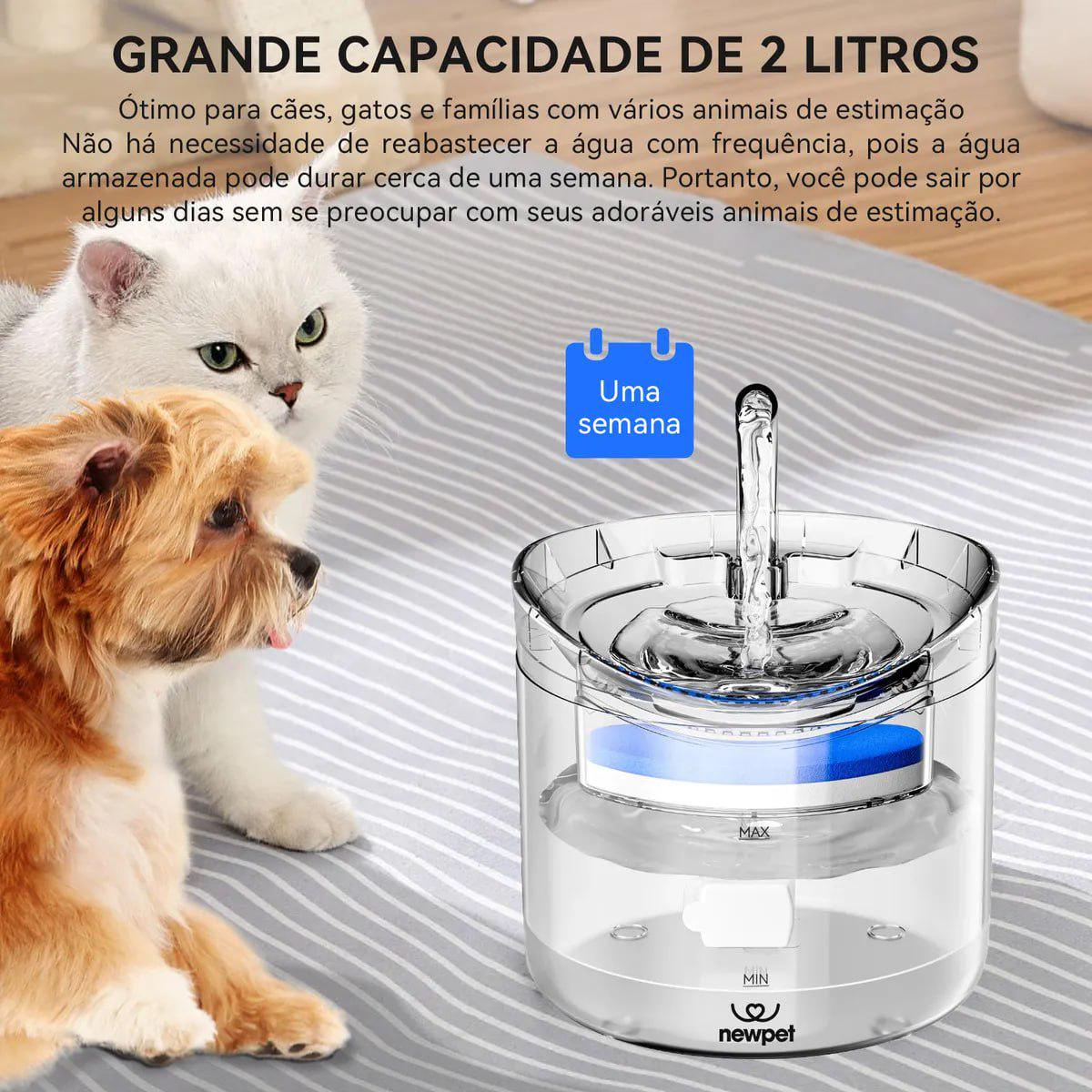 🐾 2.0L Newpet Fonte de Água Bebedouro para Gatos e Cães USB