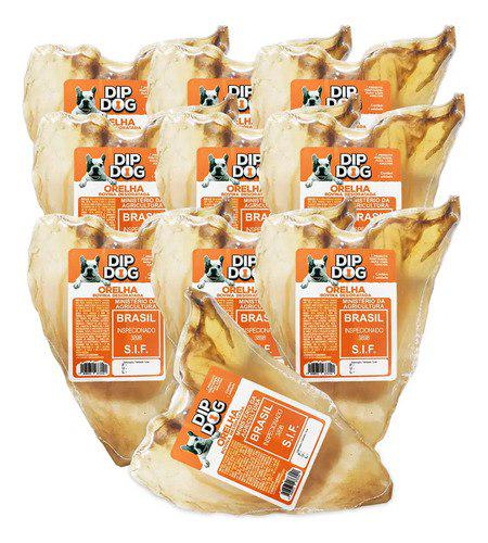 🐾 Kit 10 Mordedores Orelha Bovina Natural Pra Cachorro Dip Dog