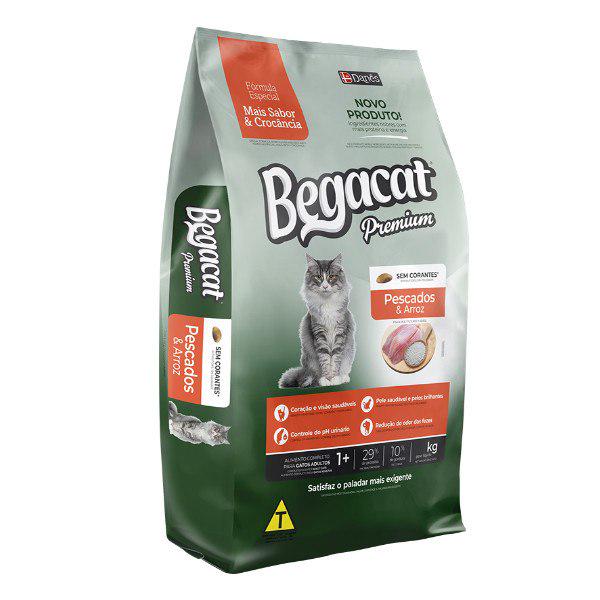 🐾 Ração Begacat Premium Gatos Adultos Pescados e Arroz 7kg