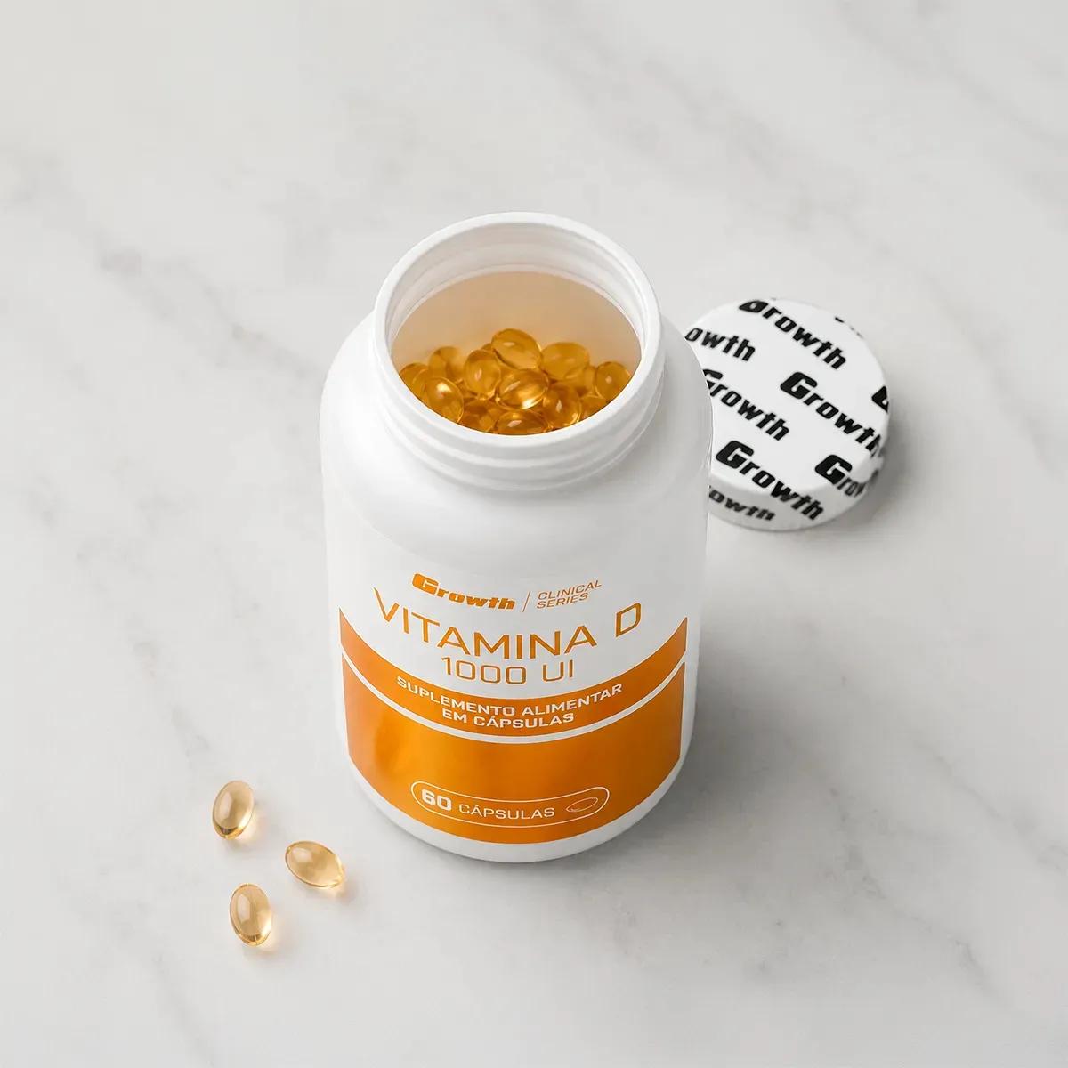 🚚 Vitamina D 1000ui 60 Caps Growth Supplements - Sem Sabor Sem Sabor