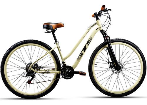 🚚 Bicicleta Aro 29 Gts Alumunio Lavy Câmbio Shimano 21 Marchas Bege Retro Com Preto 17