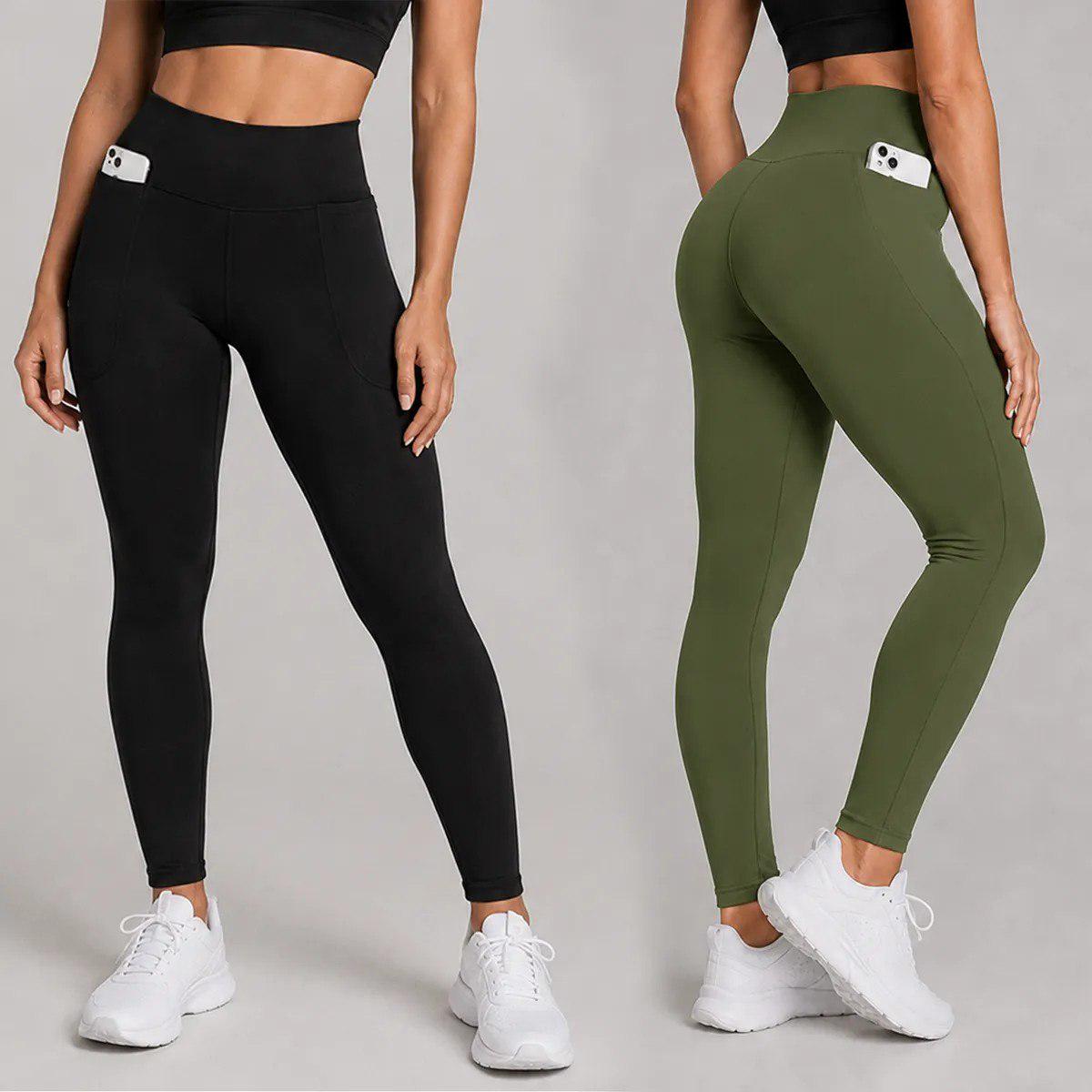 ➡️ Kit 2 Calças Legging Feminina Grossa Cintura Alta Com Bolso - Sal Sports