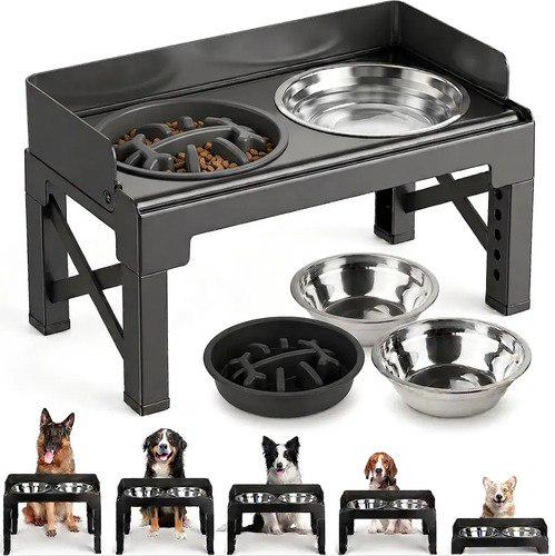 🐾 Comedouro Bebedouro Para Cachorro Cães Pets Elevado Duplo Inox Tijela Antiderrapante Com Regulável Com Aço Inoxi