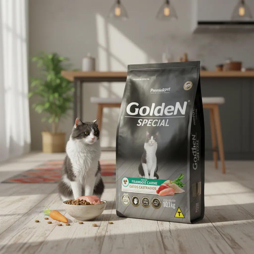 🐾 Alimento Golden Special Gato Castrado Adulto 10,1kg Ração