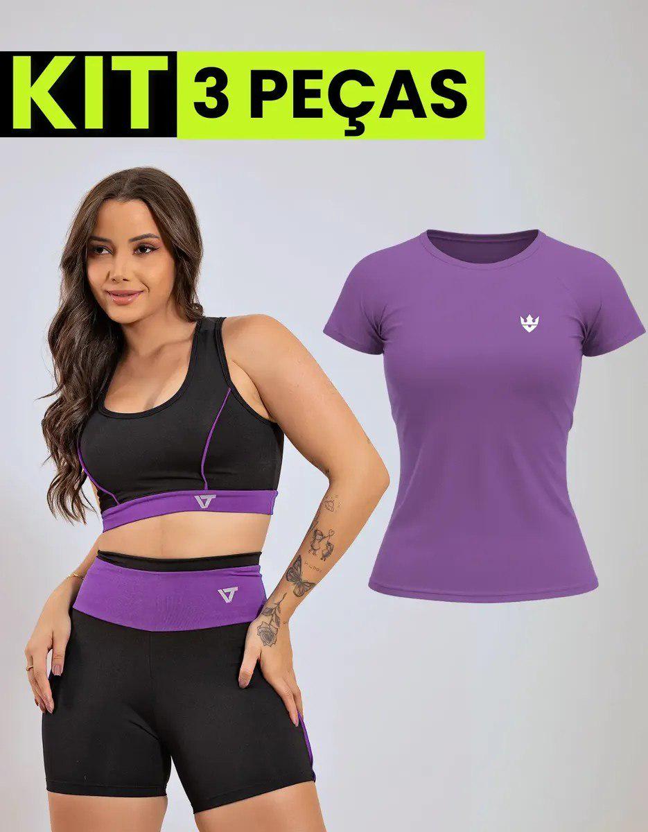 🚚 Kit Conjunto Fitness Feminino + Camiseta Roupa Academia