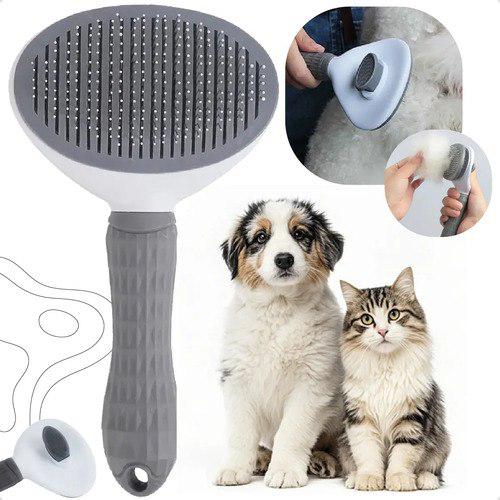 🐾 Escova Removedora de Pelos Pet Magica Gato Cão Automatica Rasqueadeira - Cinza