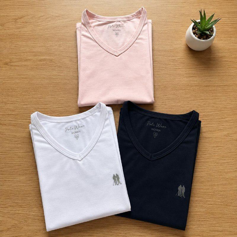 🐾 Kit 3 Camisetas Básicas Feminina Polo Wear Sortido