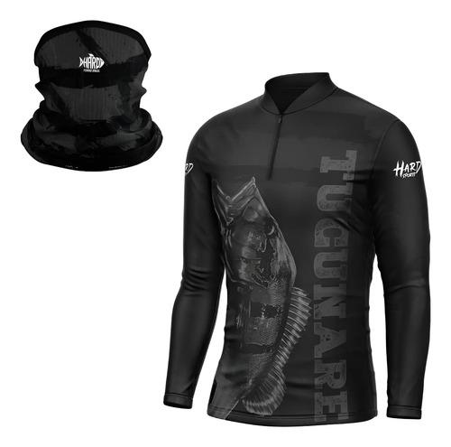 🚚 Kit Camiseta De Pesca Black + Bandana Proteção Solar Uv50+