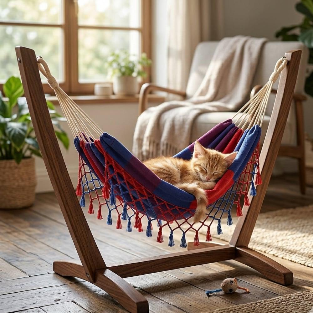 🐾 Caminha Pet Tipo Rede de Descanso para Gatos e Cachorro, Tecido Forte e Macio, Antiestresse