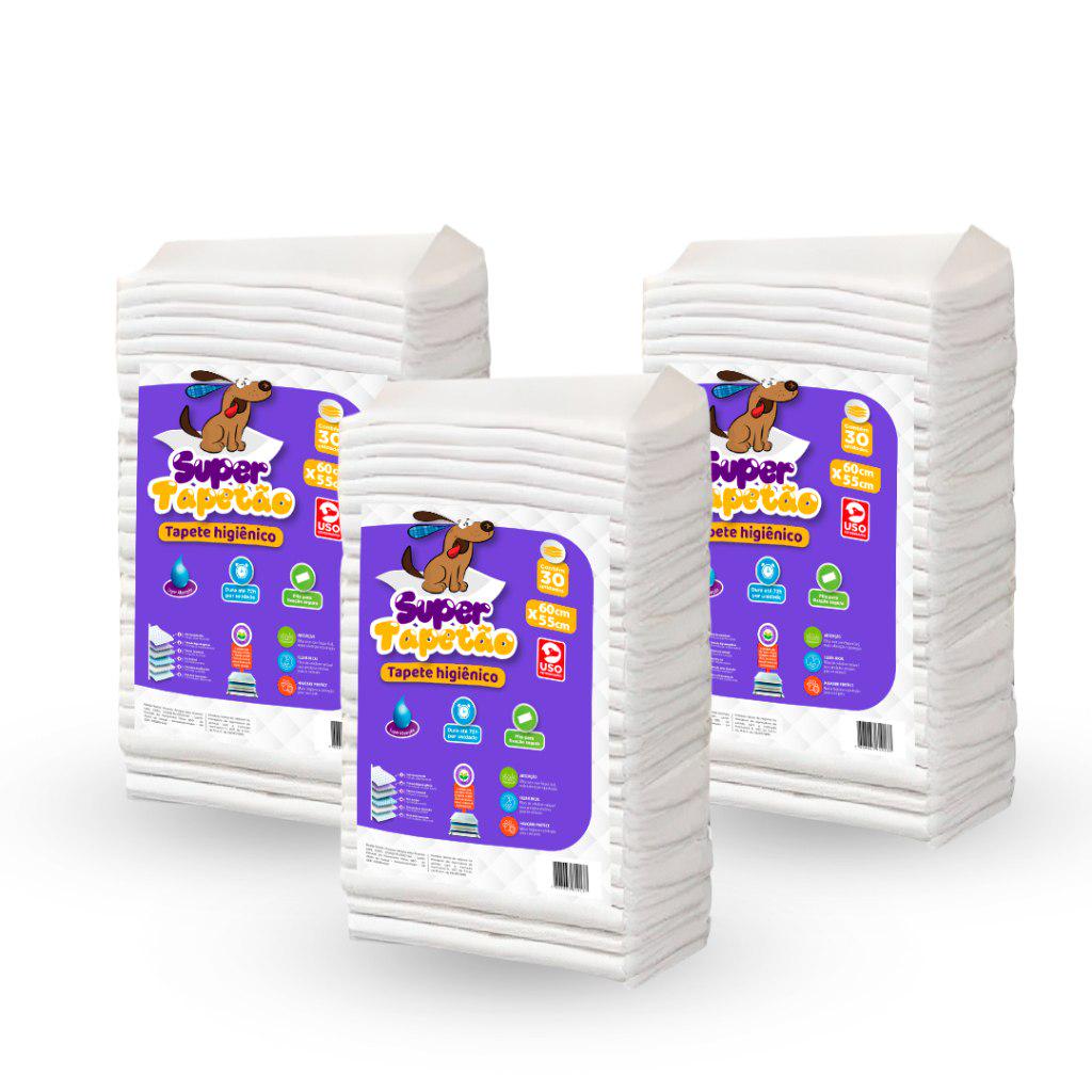 🐾 Tapete Higiênico Para Cachorro 60x55 - Kit com 90 Unidades