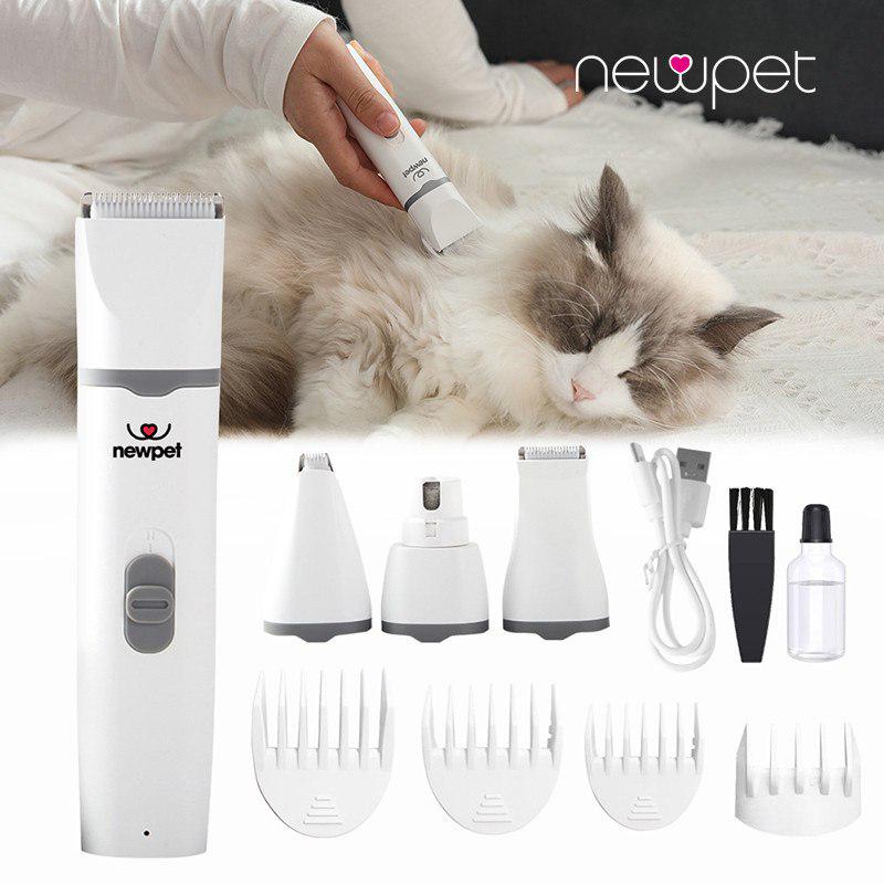 🐾 4 em 1 Pet Grooming Trimmer Kit Máquina de Tosa Pet Recarregável Aparadora Gato Baixo Ruído Fio Kit