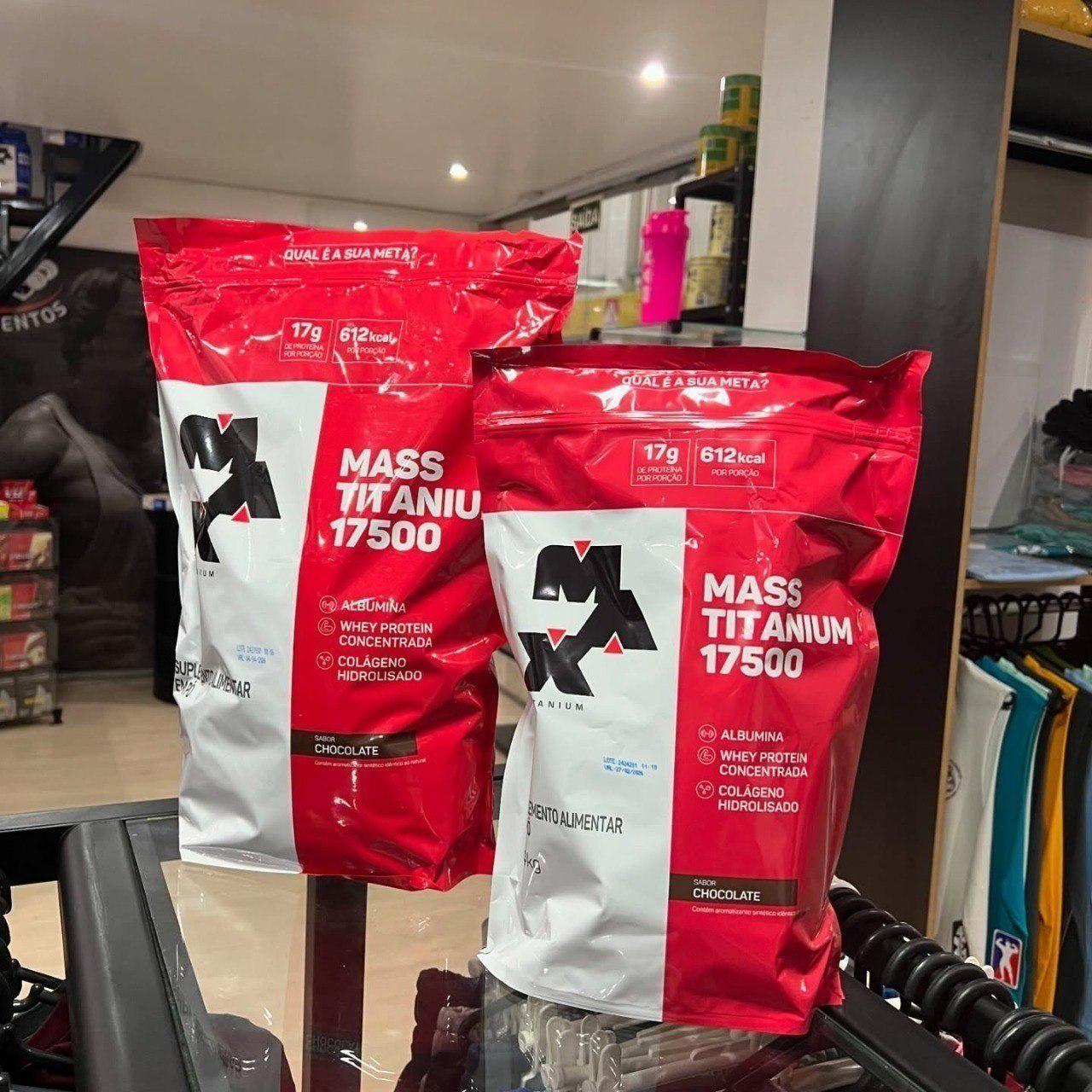 ➡️ Hipercalórico 1,4kg Mass Titanium 17500 Sabor Baunilha - Max Titanium