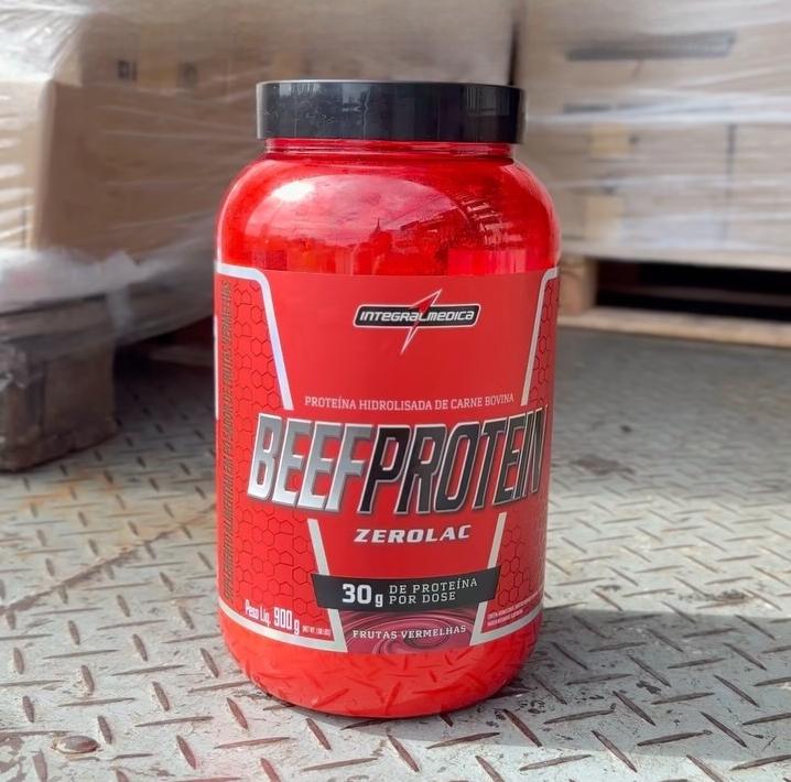 🚚 Whey Beef Protein Zero Lactose 900g Frutas Vermelhas - Integralmédica